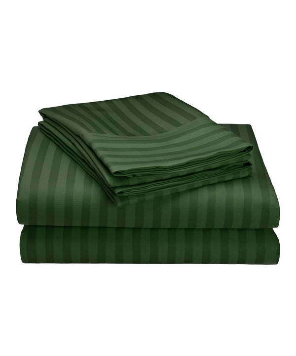 1800 Series Embossed Stripe Sheet Set - Full - Dark Green