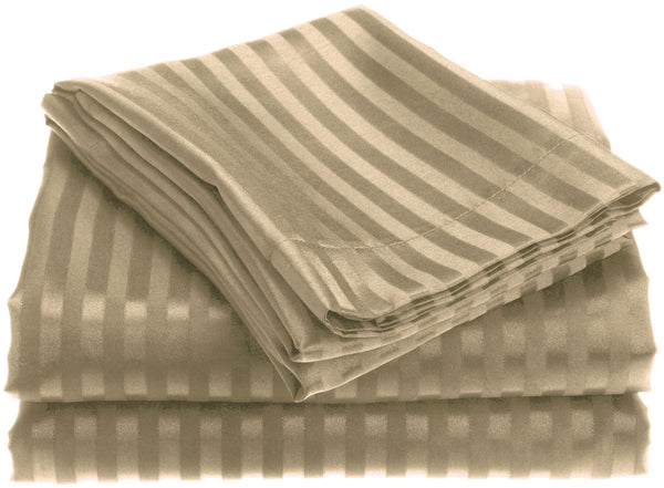 1800 Series Embossed Stripe Sheet Set - King - Mocha