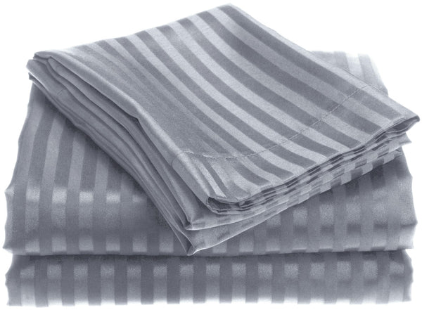 1800 Series Embossed Stripe Sheet Set - King - Gray