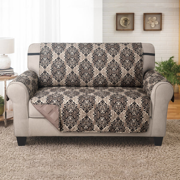 Love Seat Furniture Protector French Damask Black Taupe
