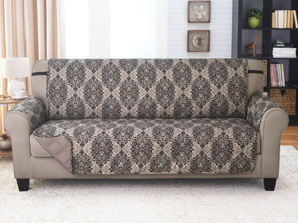 Sofa Furniture Protector French Damask Black Taupe