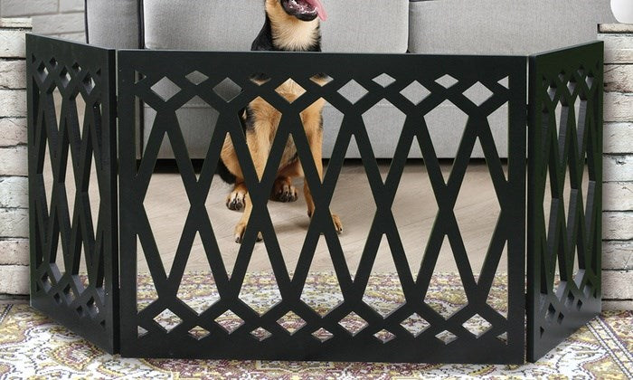 Diamond Pattern Wood Dog Gate