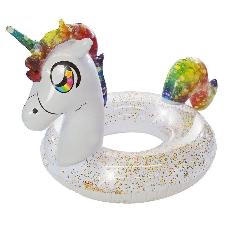 PoolCandy Jumbo Glitter Rainbow Unicorn 48" Pool Tube