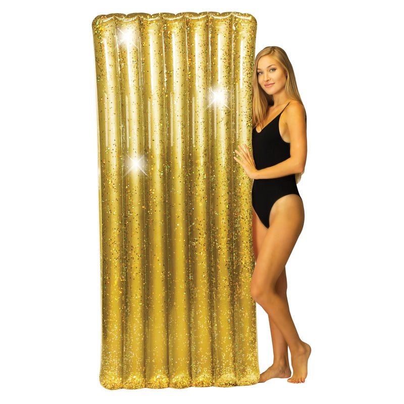 PoolCandy Giant Glitter Pool Raft 74" x 30"Gold
