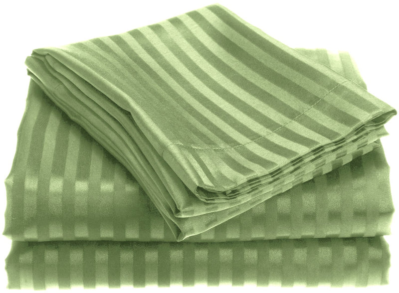 1800 Series Embossed Stripe Sheet Set - Full - Sage