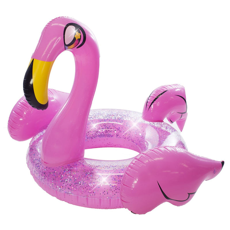 PoolCandy Jumbo 48" Pink Glitter Flamingo Pool Tube