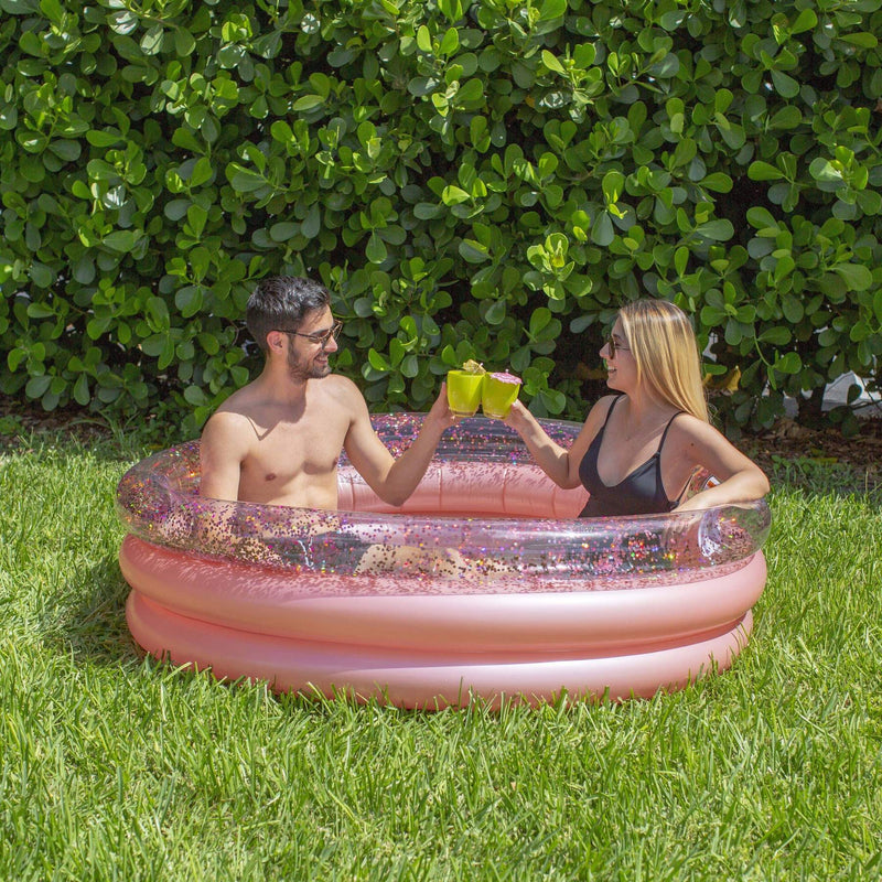 Glitter Sunning Pool - Deluxe 60 x 15" Pool with Rose Gold Glitter