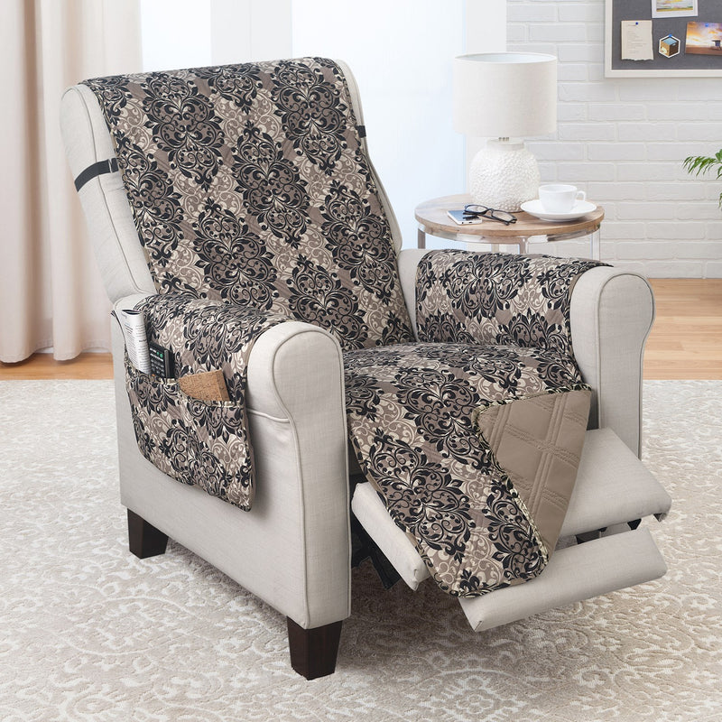 Recliner Furniture protector French Damask Black Taupe