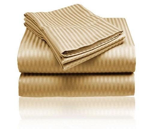 1800 Series Embossed Stripe Sheet Set - Queen - Gold