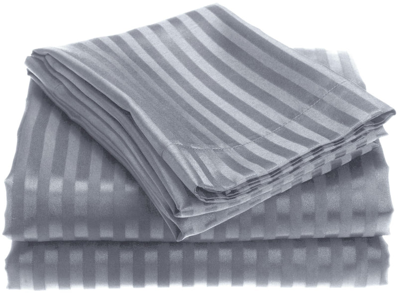 1800 Series Embossed Stripe Sheet Set - Full - Gray