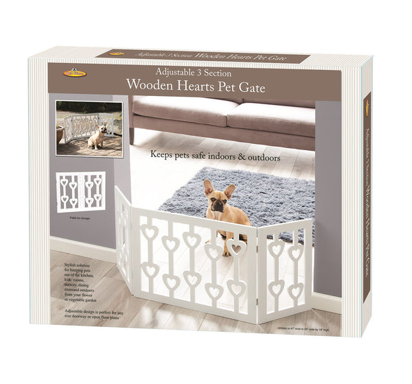Wooden White Color Heart Shape Design Pet Gate