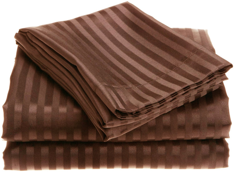1800 Series Embossed Stripe Sheet Set - Queen - Chocolate