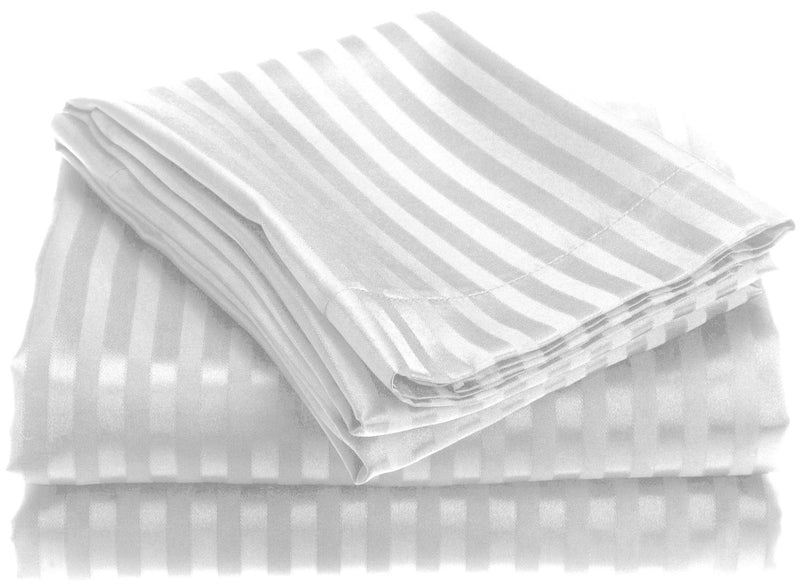 1800 Series Embossed Stripe Sheet Set - Queen - White