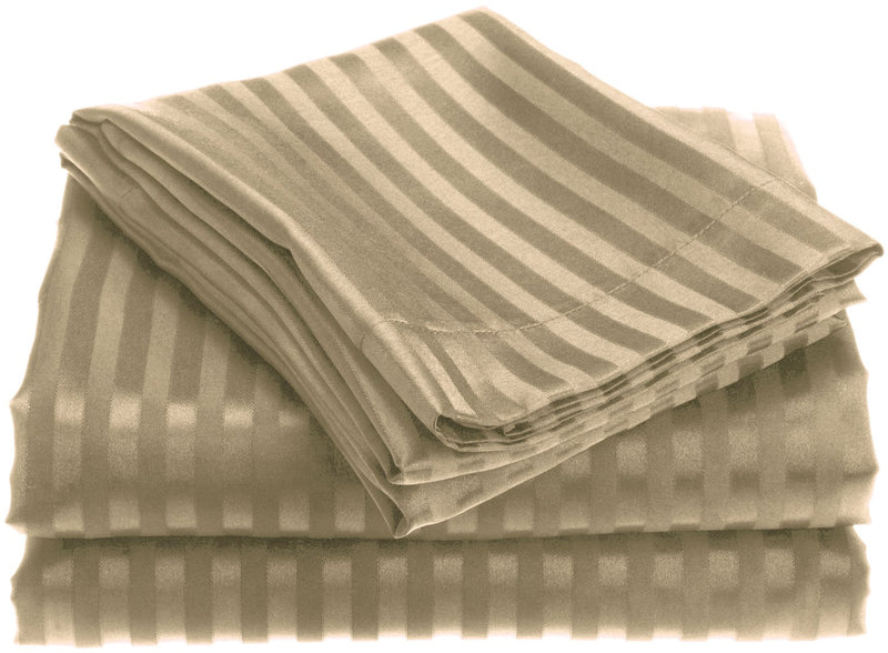 1800 Series Embossed Stripe Sheet Set - Queen - Mocha