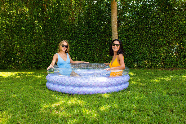 PoolCandy Mermaid Collection Inflatable Glitter Sunning Pool - 60 x 60 x 15