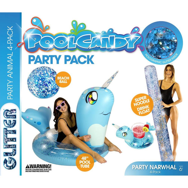 PoolCandy Glitterfied Party Animal 4 Piece Pack Narwhal