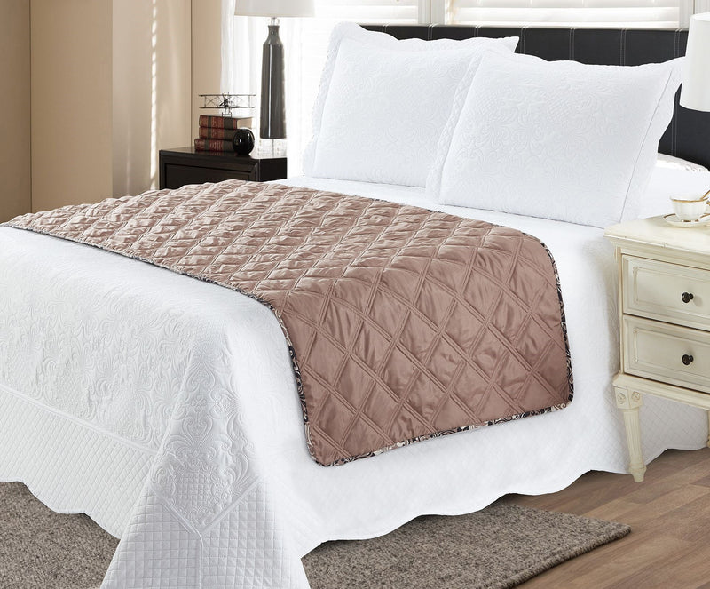 Bed Runner Protector King Damask Taupe